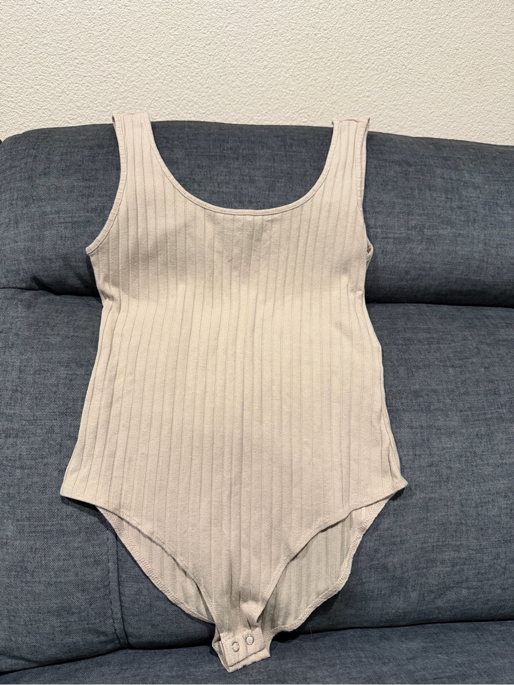 Women’s Ribbed Cream One-Piece Bodysuit